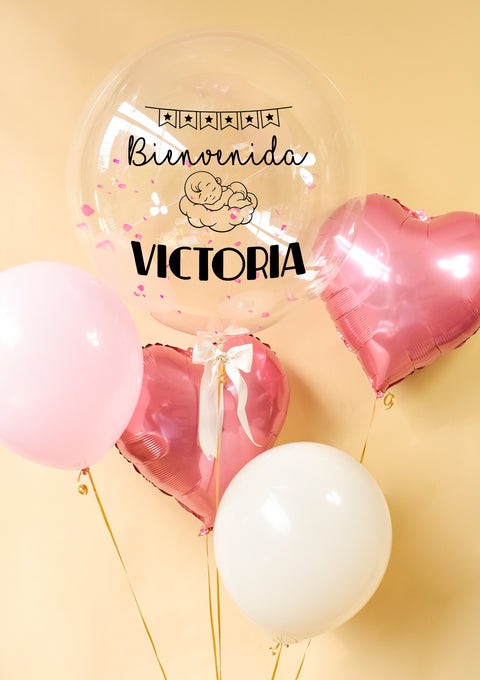 Globos de Nacimiento · Corazones y látex