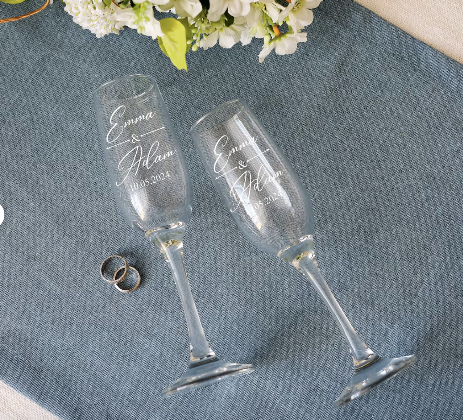 2 Copas de Champagne Personalizadas 🥂 - Florería Bloom