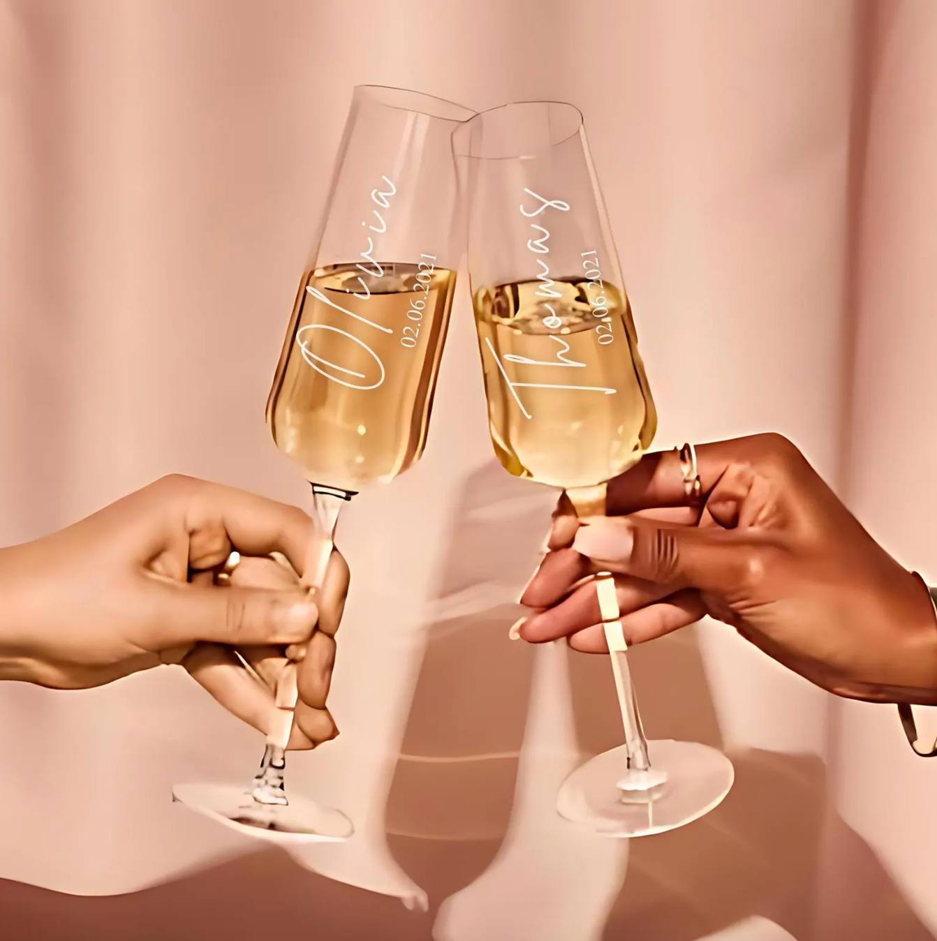 2 Copas de Champagne Personalizadas 🥂 - Florería Bloom