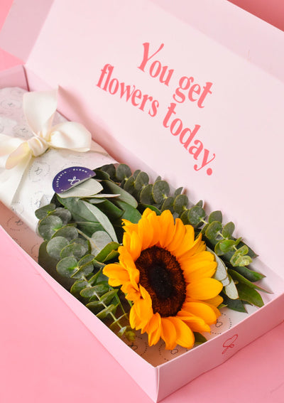 Caja con 1 Girasol | Flores Amarillas