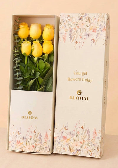 Caja con 6 Rosas Amarillas | Flores Amarillas