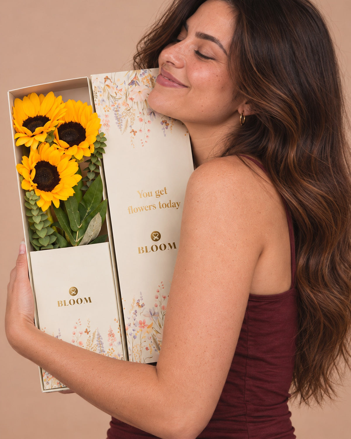 Caja con 3 girasoles | Flores Amarillas