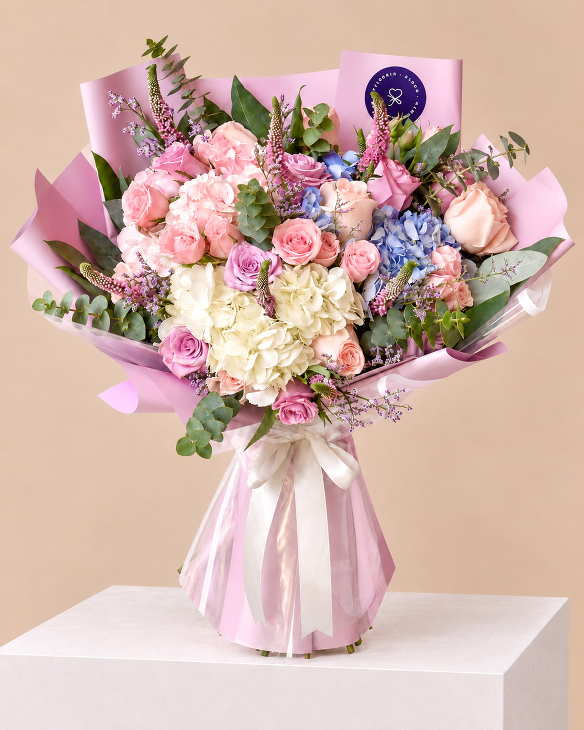 Ramo Franccesca de rosas rosadas y lilas — flores premium para regalo Lima | Florería Bloom