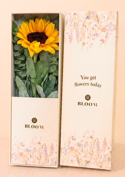Caja con 1 Girasol | Flores Amarillas