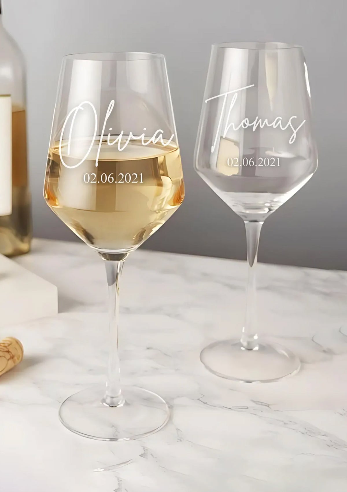 2 Copas de Vino Personalizadas 🍷 Modelo 1 - Florería Bloom