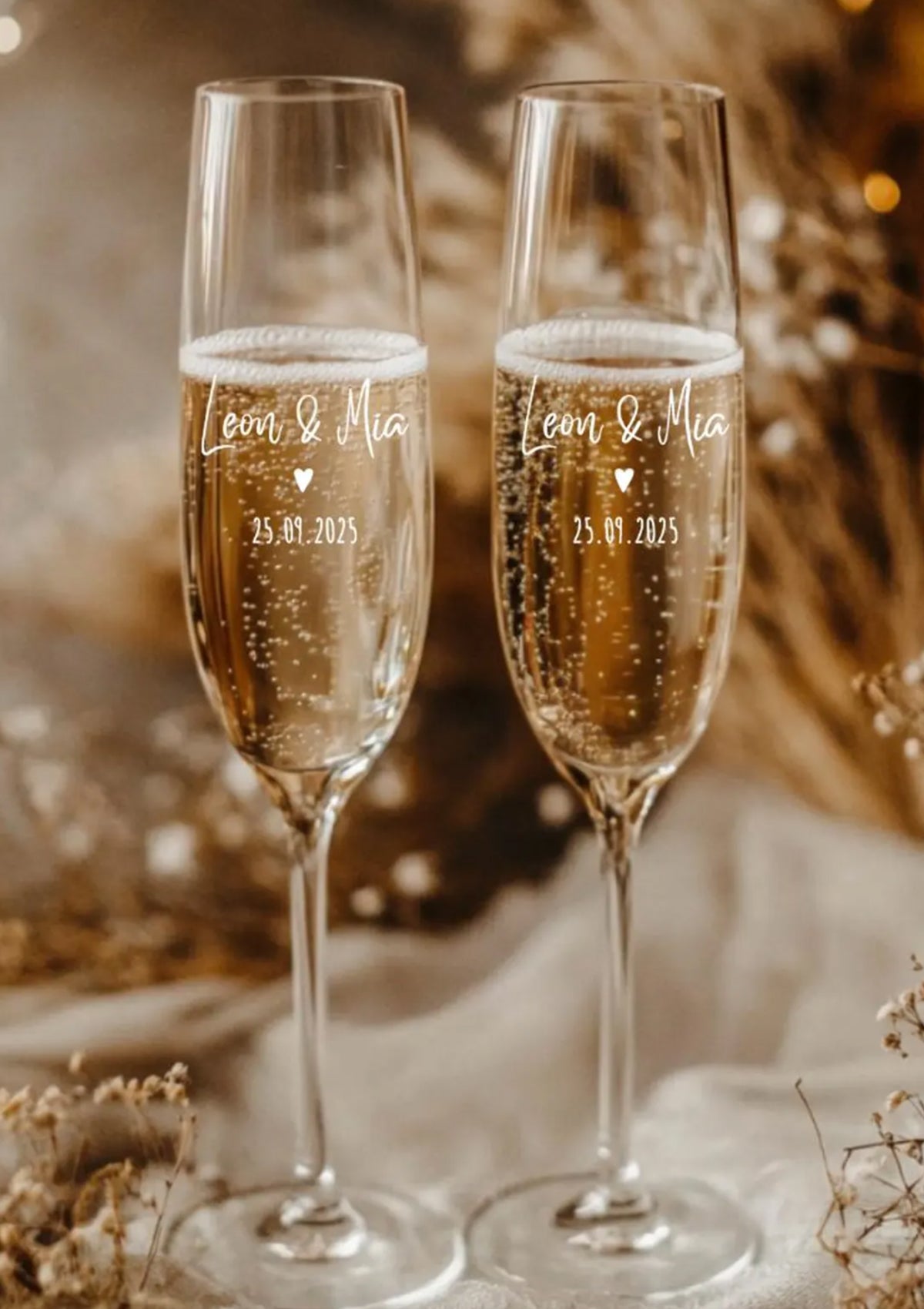 2 Copas de Champagne Personalizadas 🥂 - Florería Bloom