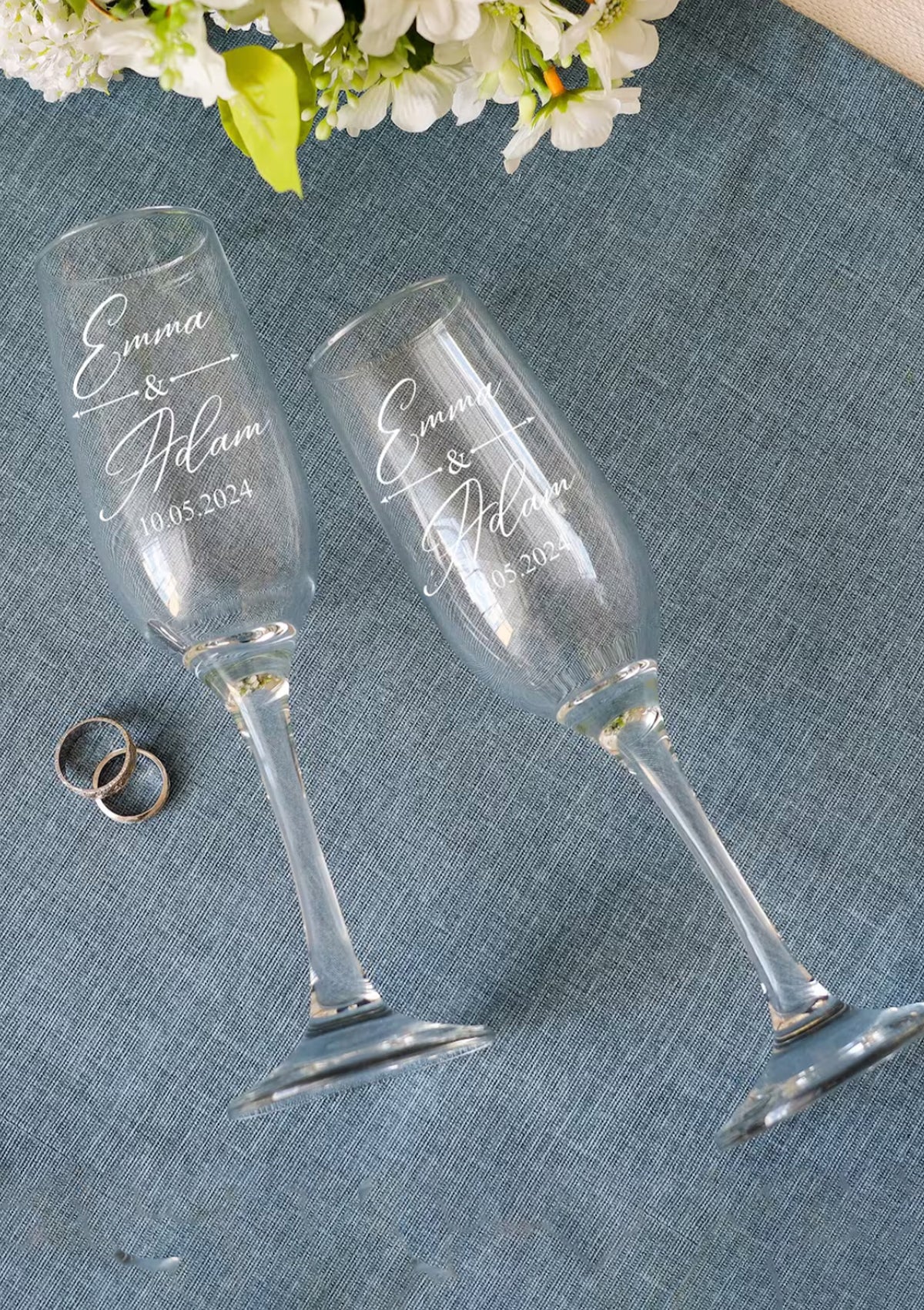 2 Copas de Champagne Personalizadas 🥂 - Florería Bloom
