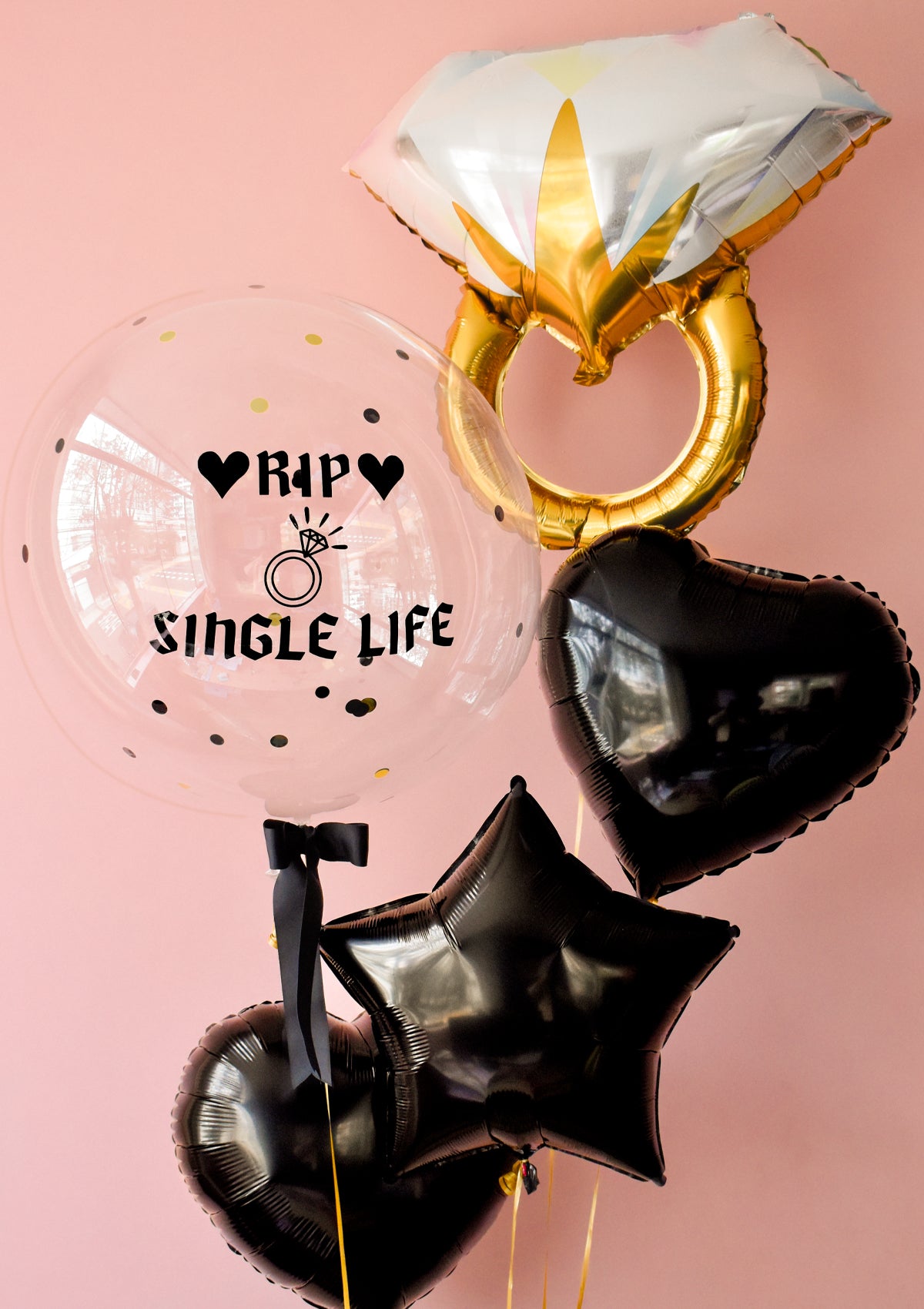 Pack de Globos "Compromiso" (corazones y globo anillo) - Florería Bloom