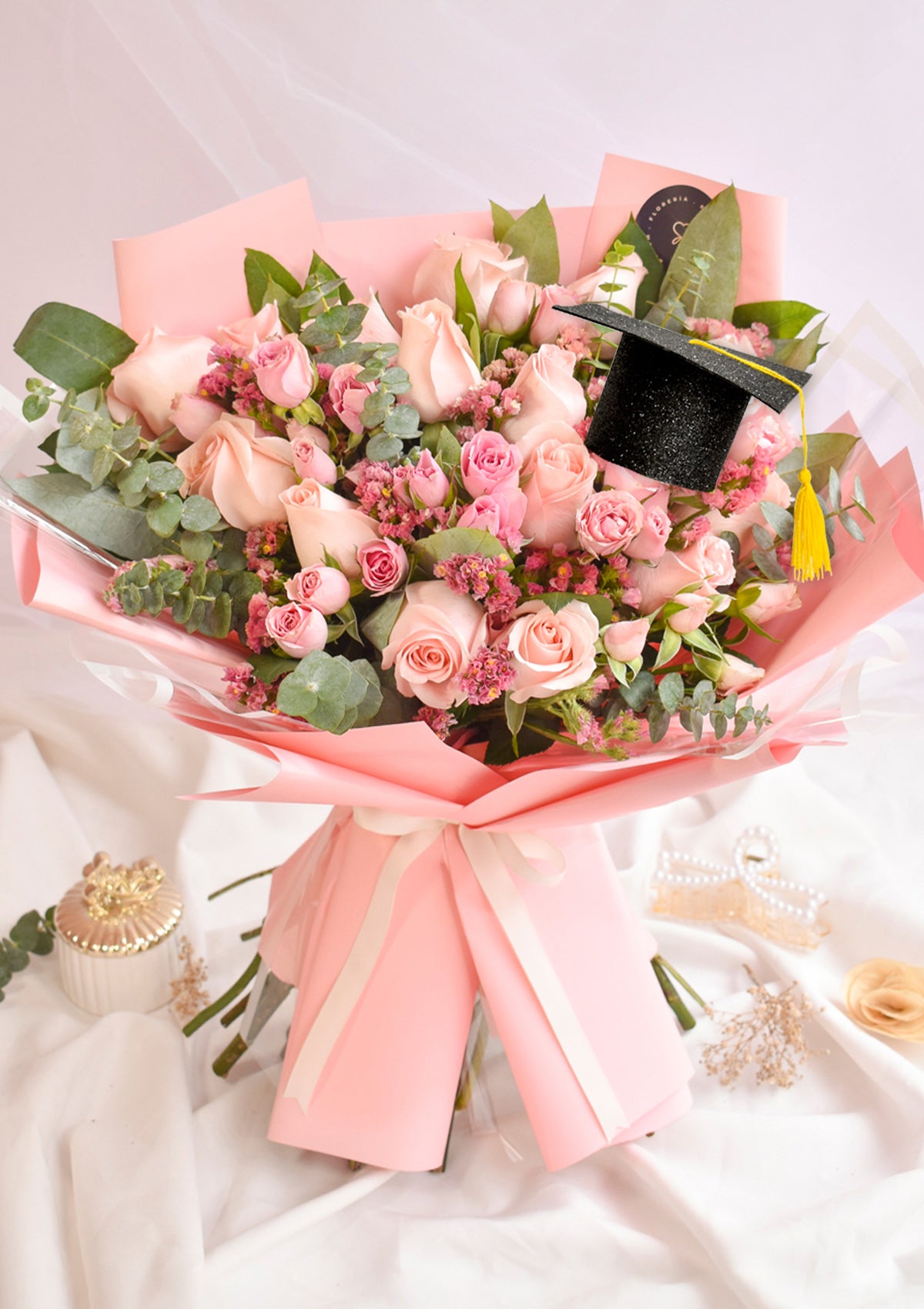 Ramo con rosas rosadas Luciana | Ramos para Graduación Mujer 🎓