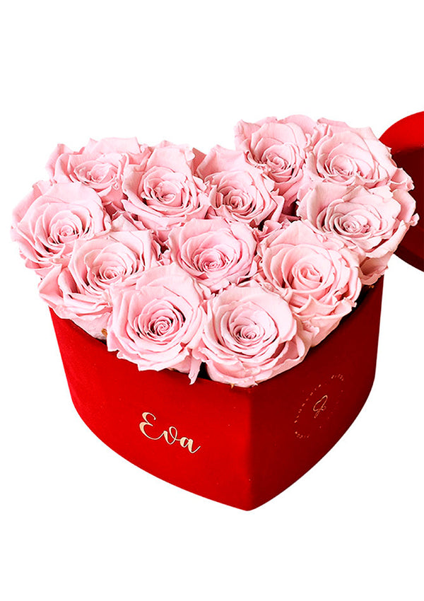 Caja Corazón Velvet con rosas preservadas