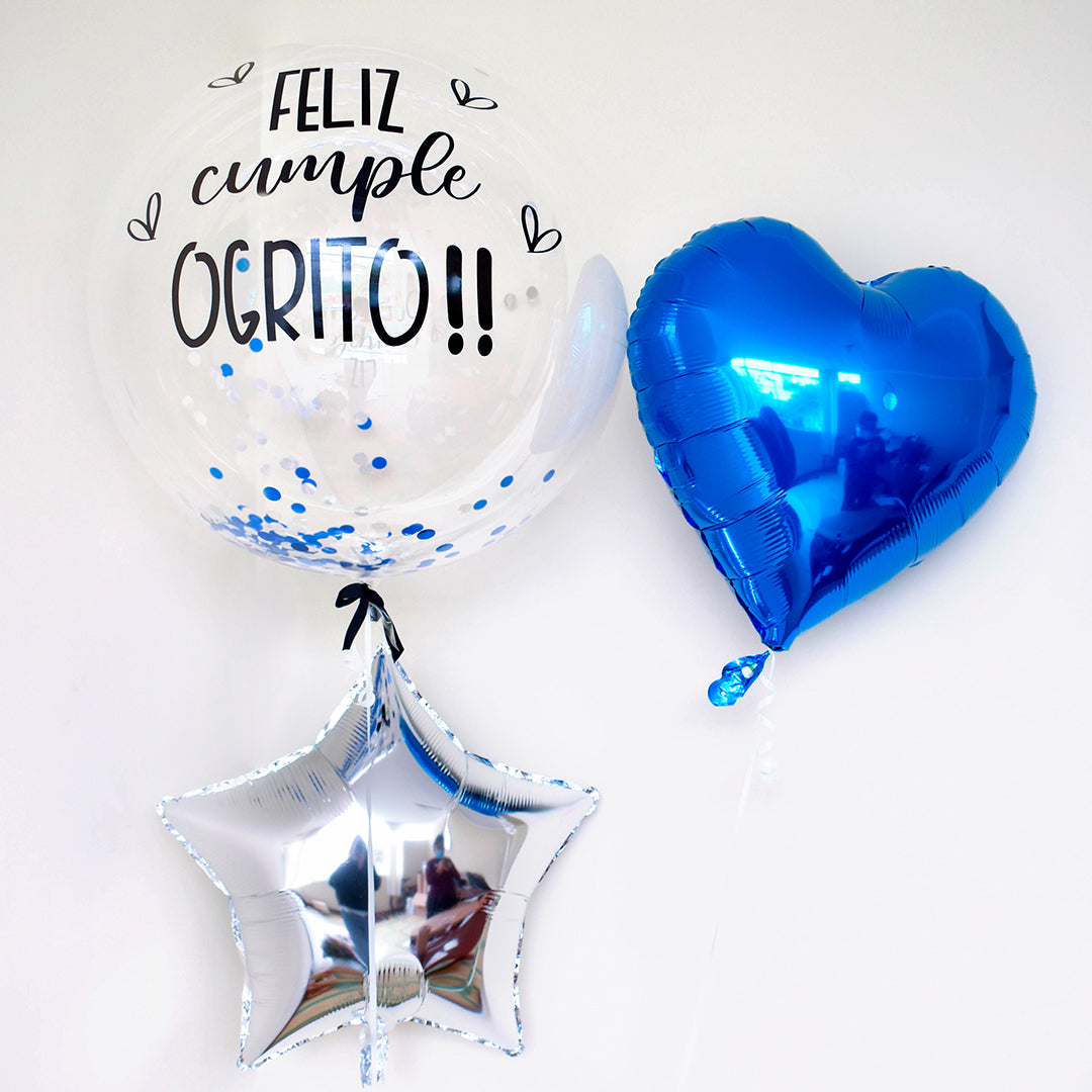 Pack de Globos para caballero #2 (estrella y corazón) - Florería Bloom