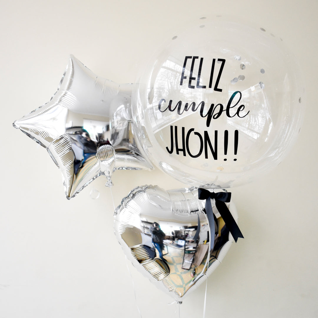 Pack de Globos para caballero #2 (estrella y corazón) - Florería Bloom