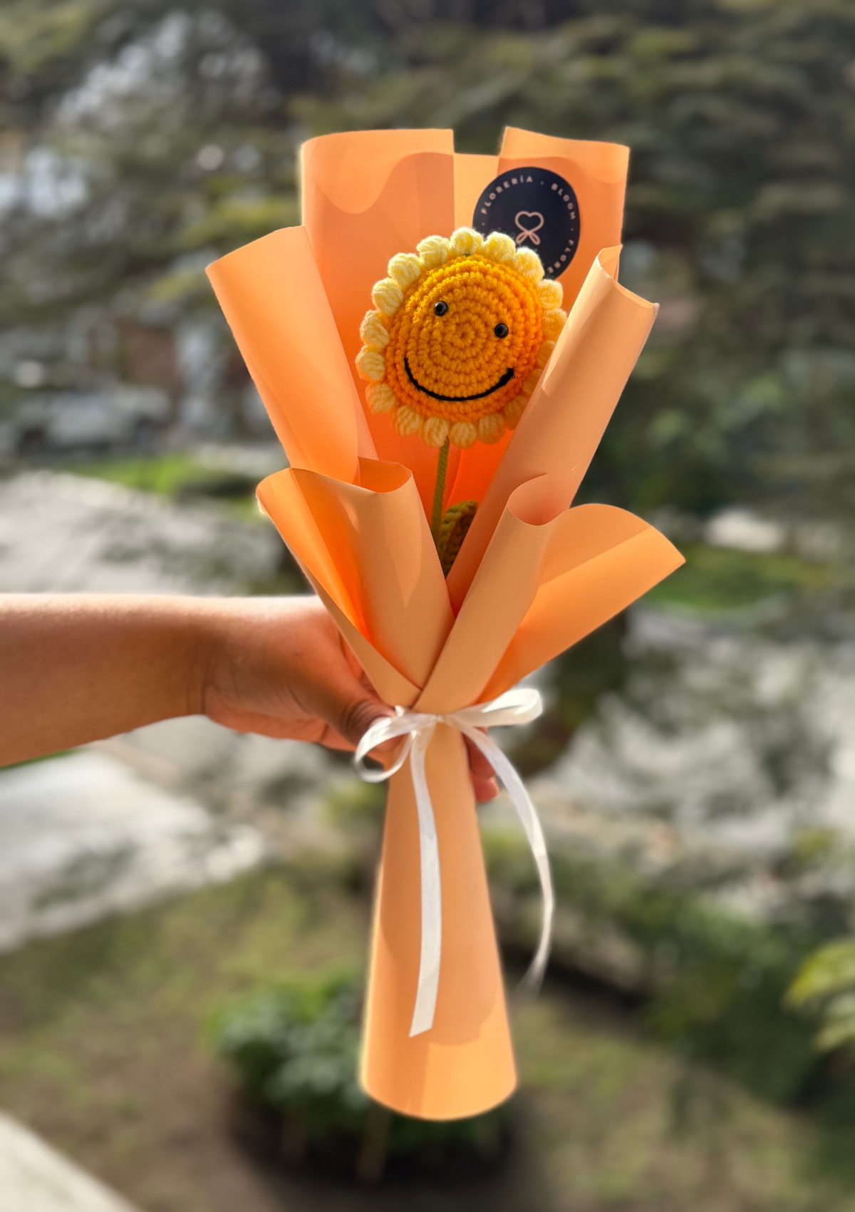 Girasol con carita tejido a crochet