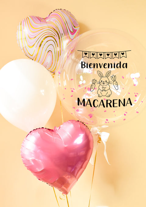 Globos de Nacimiento · Corazones marmoleados