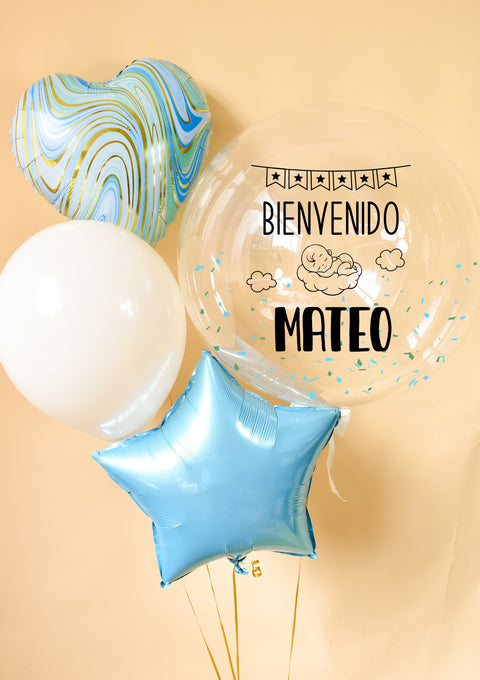 Globos de Nacimiento · Corazón y estrella pastel