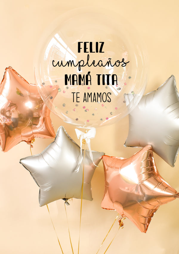 Globos de Cumpleaños Pastel · Cinco globos