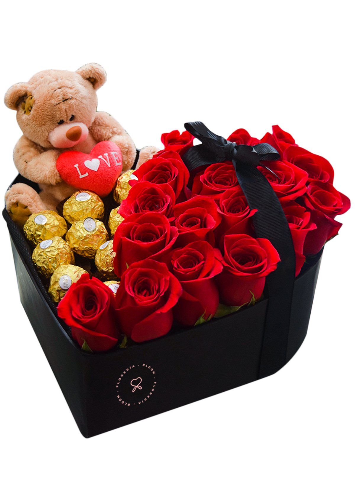 Caja Corazón + 1 osito + bombones