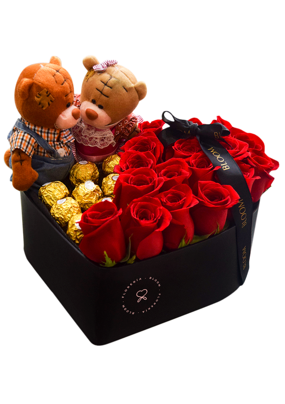 Caja Corazón + 2 ositos + bombones