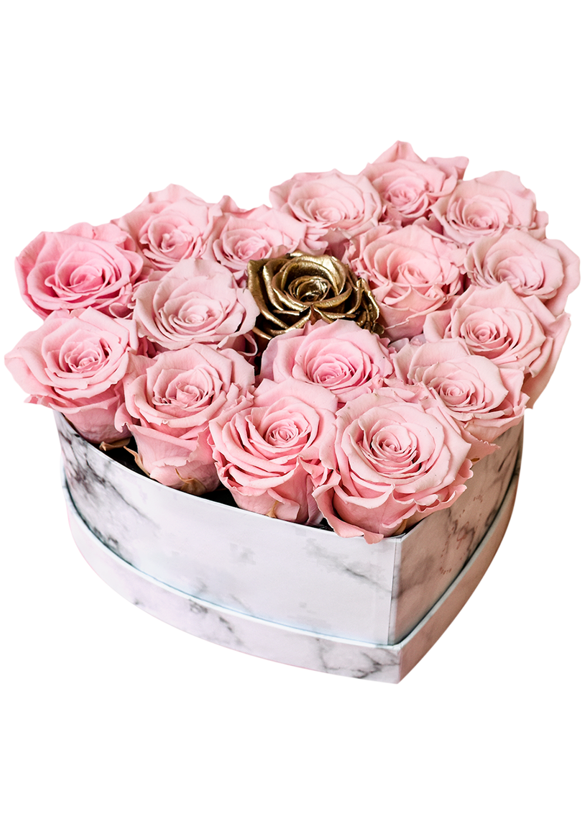 Caja Corazón con rosas preservadas rosadas - Florería Bloom