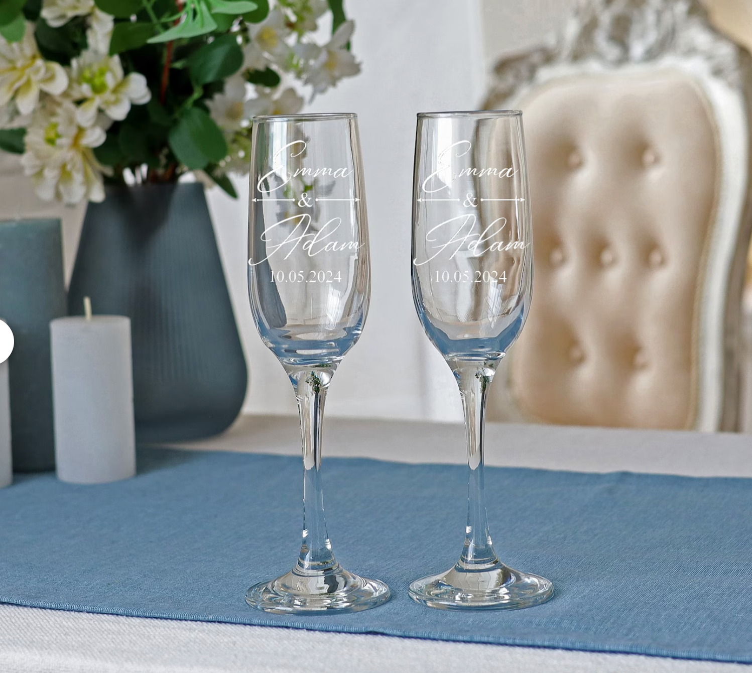 2 Copas de Champagne Personalizadas 🥂 - Florería Bloom
