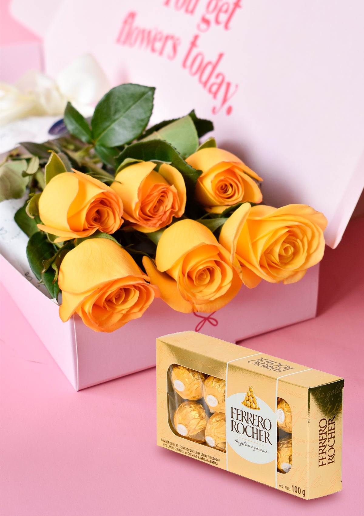 Caja con 6 Rosas Amarillas + chocolates FA