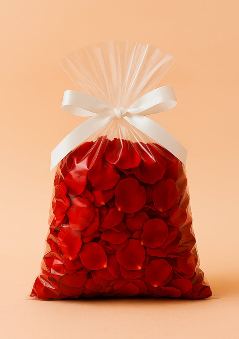 BOLSA CON PÉTALOS ROJOS