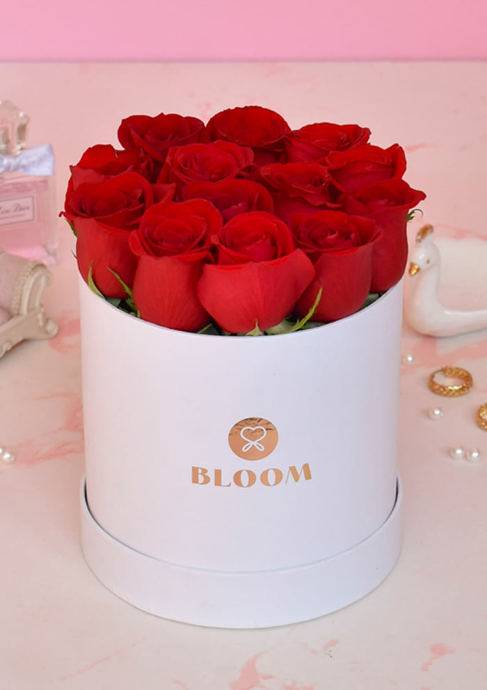 Box con 12 rosas rojas