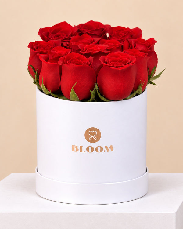 Box con 12 rosas rojas