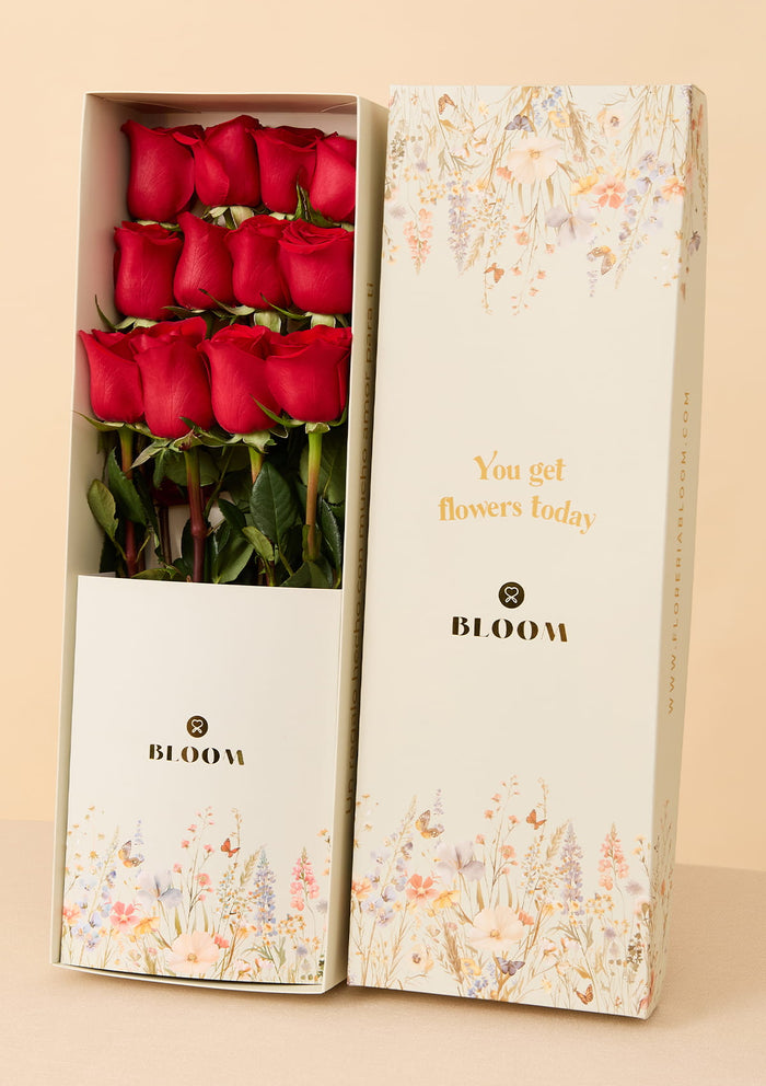 Caja con 12 Rosas rojas