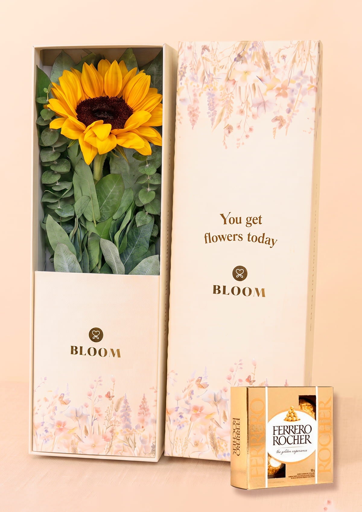 Caja con 1 girasol  ideal para regalar por flores amarillas para el 21 de septiembre con delivery en Lima y Callao