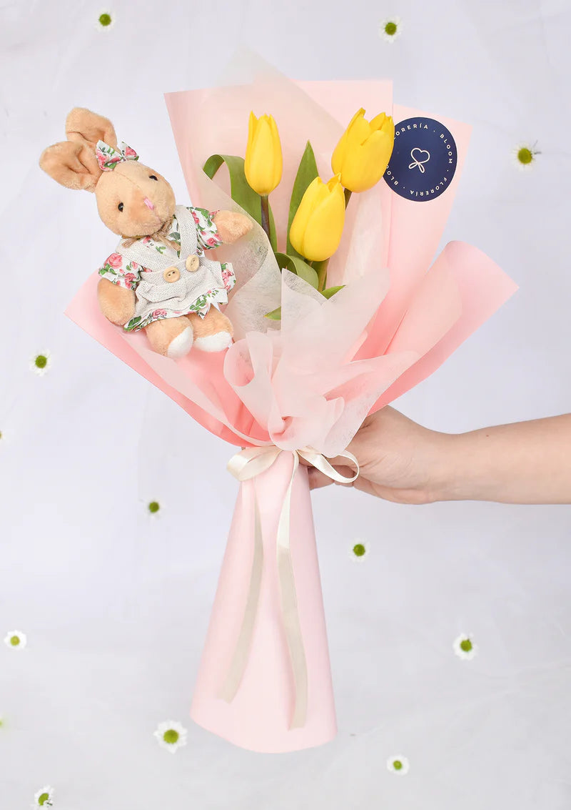 Ramo de 3 tulipanes amarillos