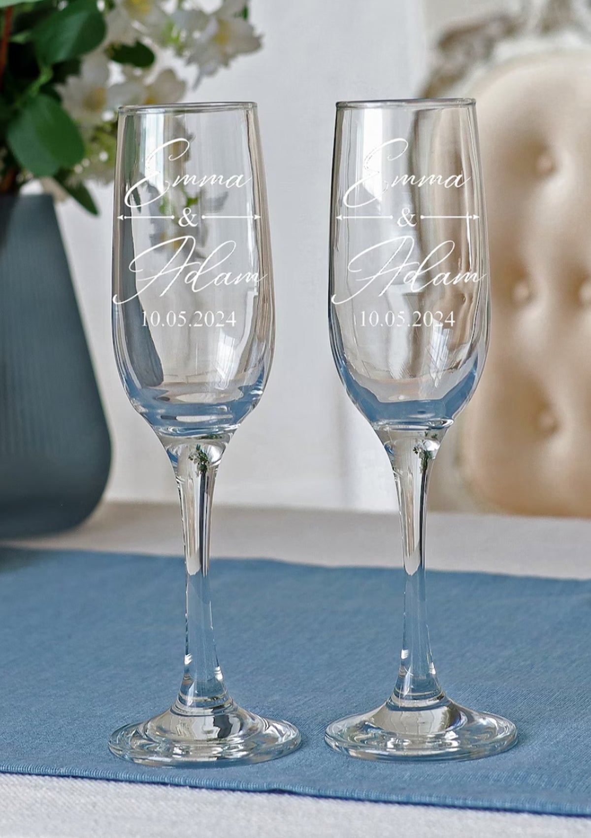 2 Copas de Champagne Personalizadas 🥂 - Florería Bloom