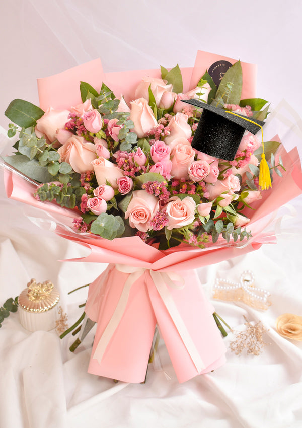 Ramo con rosas rosadas Luciana | Ramos para Graduación Mujer 🎓