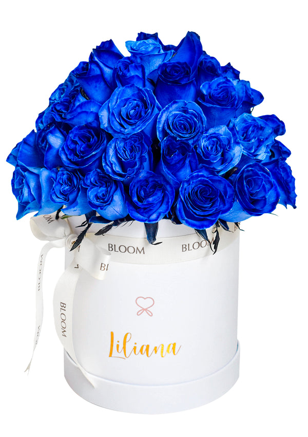 Love Box con Rosas Azules - Florería Bloom