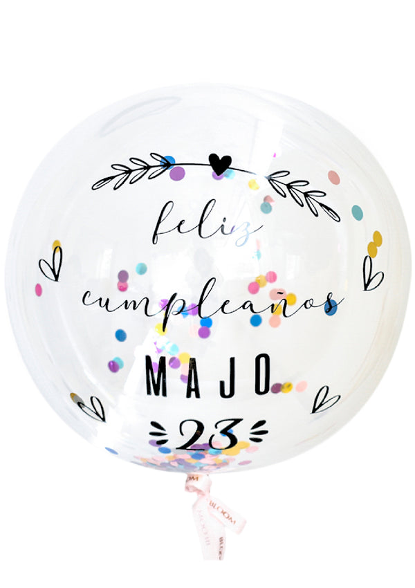 Bubble balloon with helium + personalized phrase