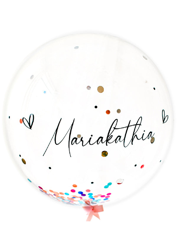 Bubble balloon with helium + personalized phrase