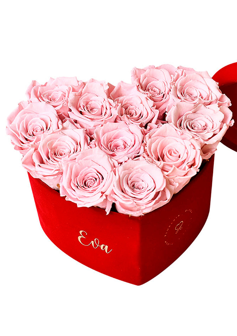Velvet Heart Box with preserved roses