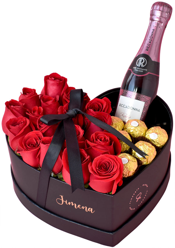 Box Corazón + Champagne - Florería Bloom