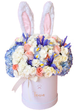 Stuffed toy in box: Pink bunny