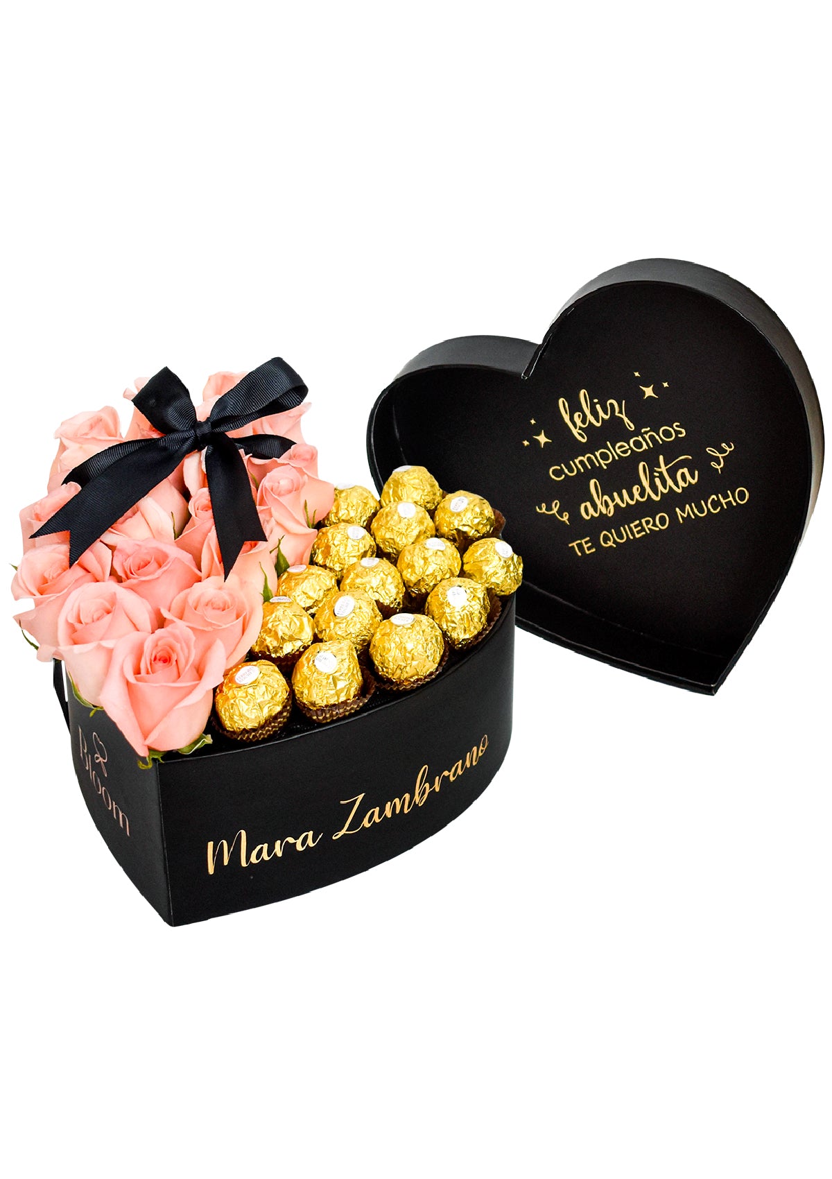 Caja Corazón + Bombones Ferrero Rocher - Florería Bloom