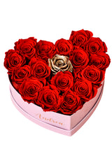 Heart box with preserved red roses