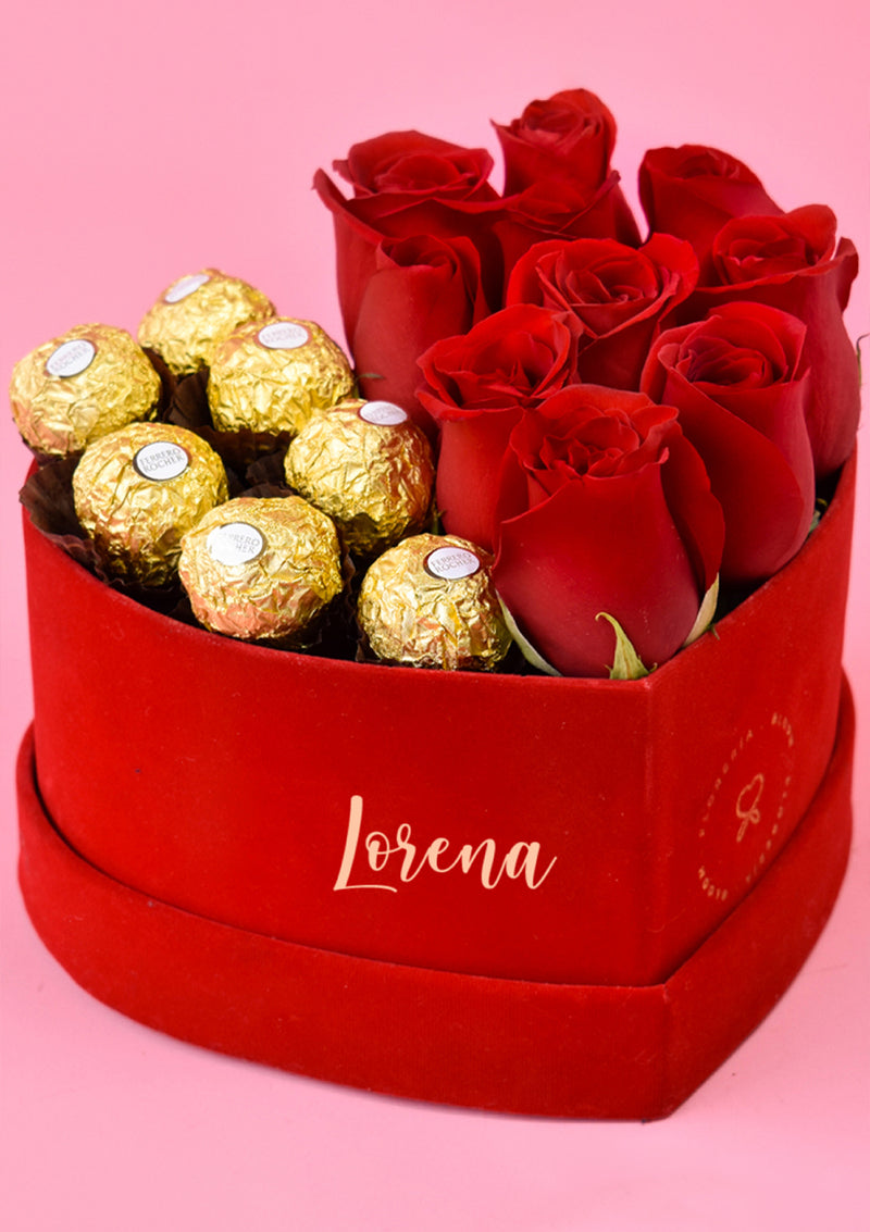 Caja Corazón Velvet + Bombones