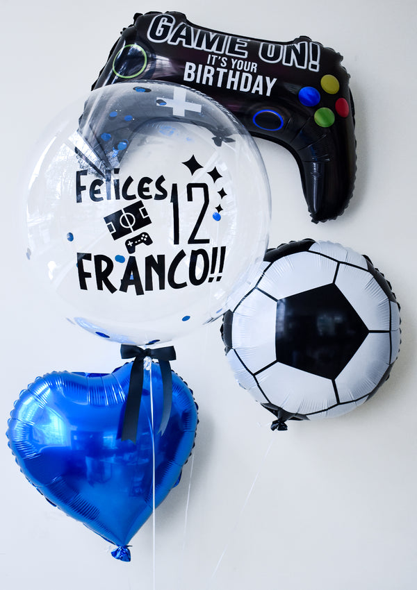 Pack de Globos #12 (mando gamer y pelota de fútbol) - Florería Bloom