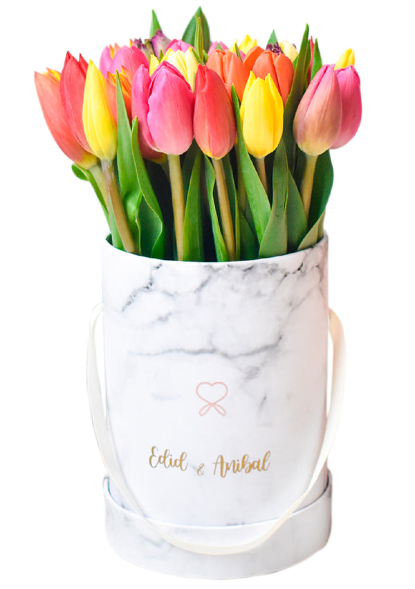 Tulips box 30 multicolored tulips